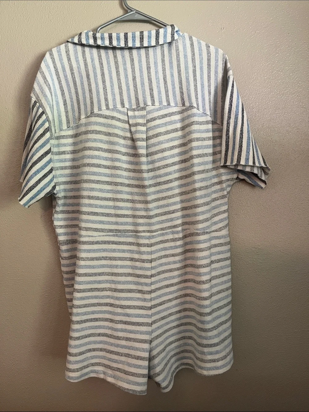 Free People Blue and White Striped Short Sleeve Romper - Picture 3 of 6
